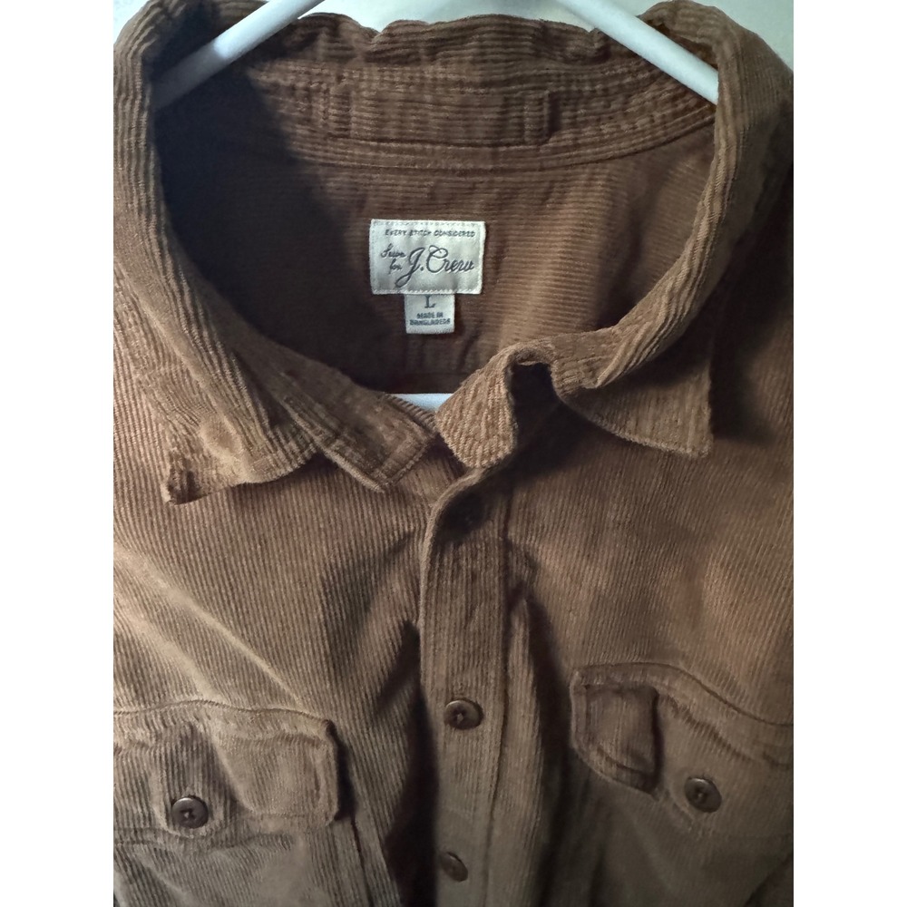 J. Crew Mens Brown‎ Corduroy Button Down Shirt Large Every Stitch Considered L